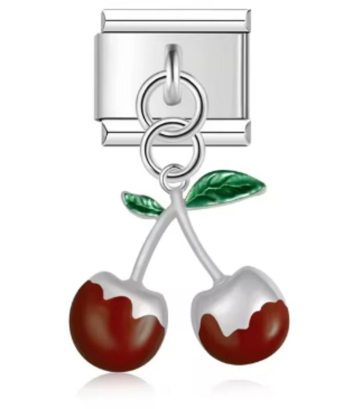 Charm Italiano Plateado Cereza Café