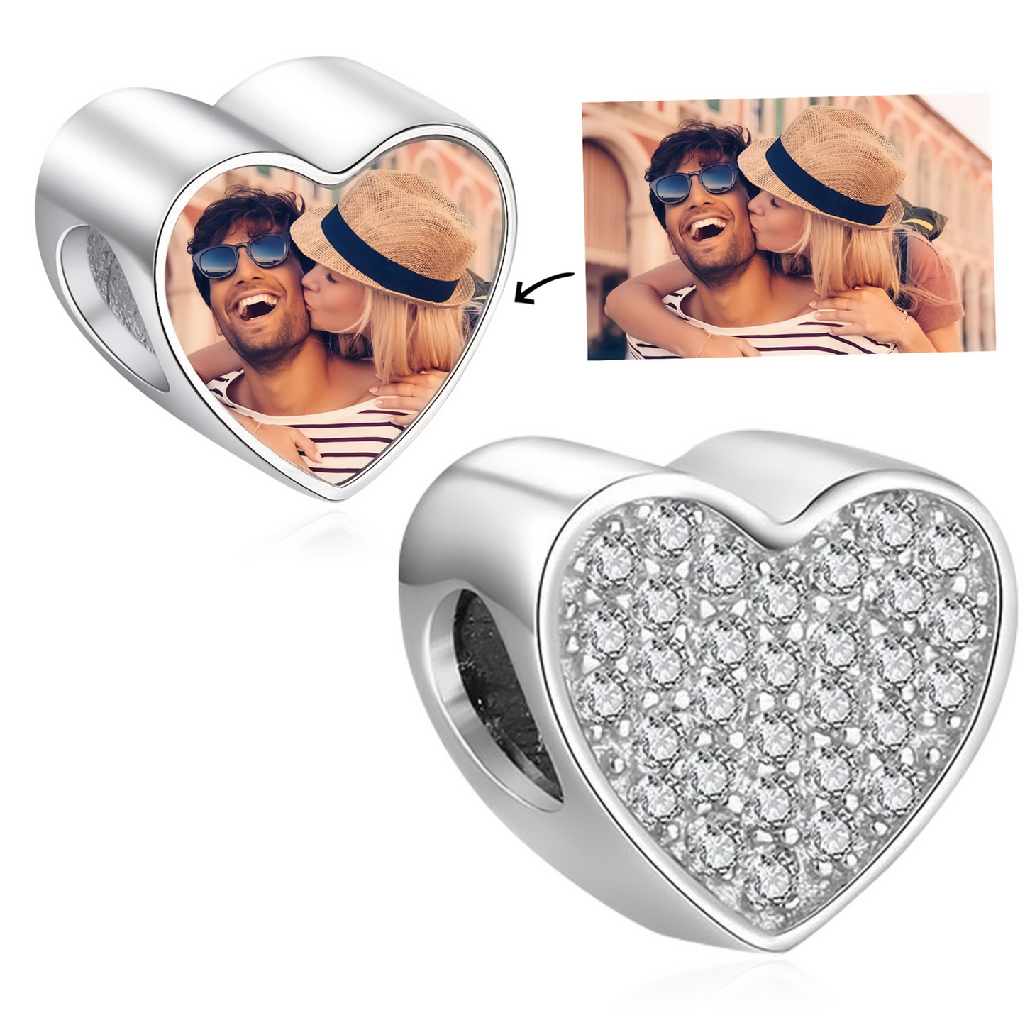 Charm Personalizado Corazon Diamantado