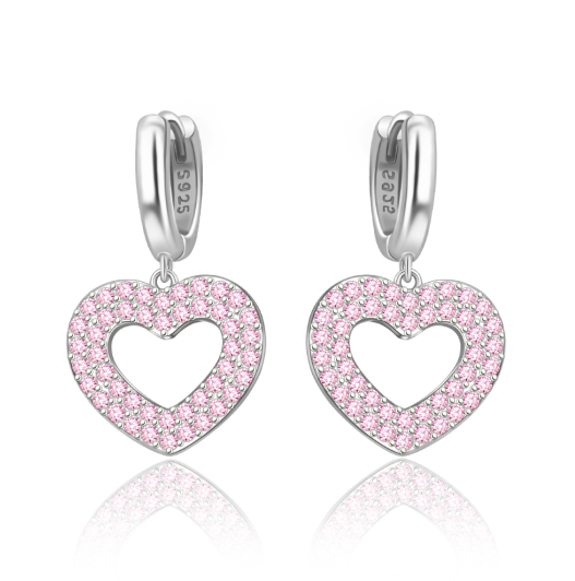 Aretes Corazón Rosa "Amor Brillante"