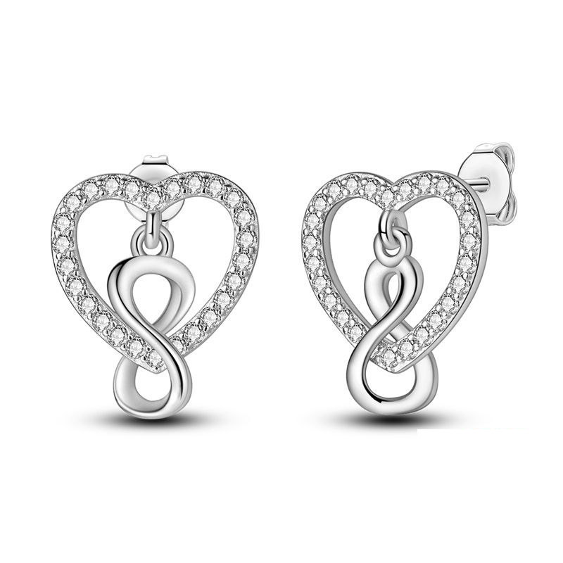 Aretes Corazón y Infinito Entrelazado