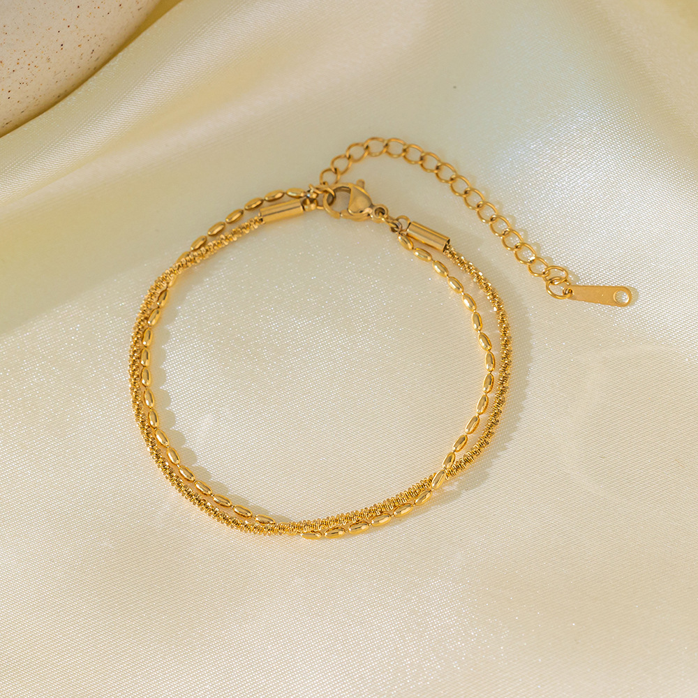 Brazalete Cadena de Cuerda & Bolitas Dorado