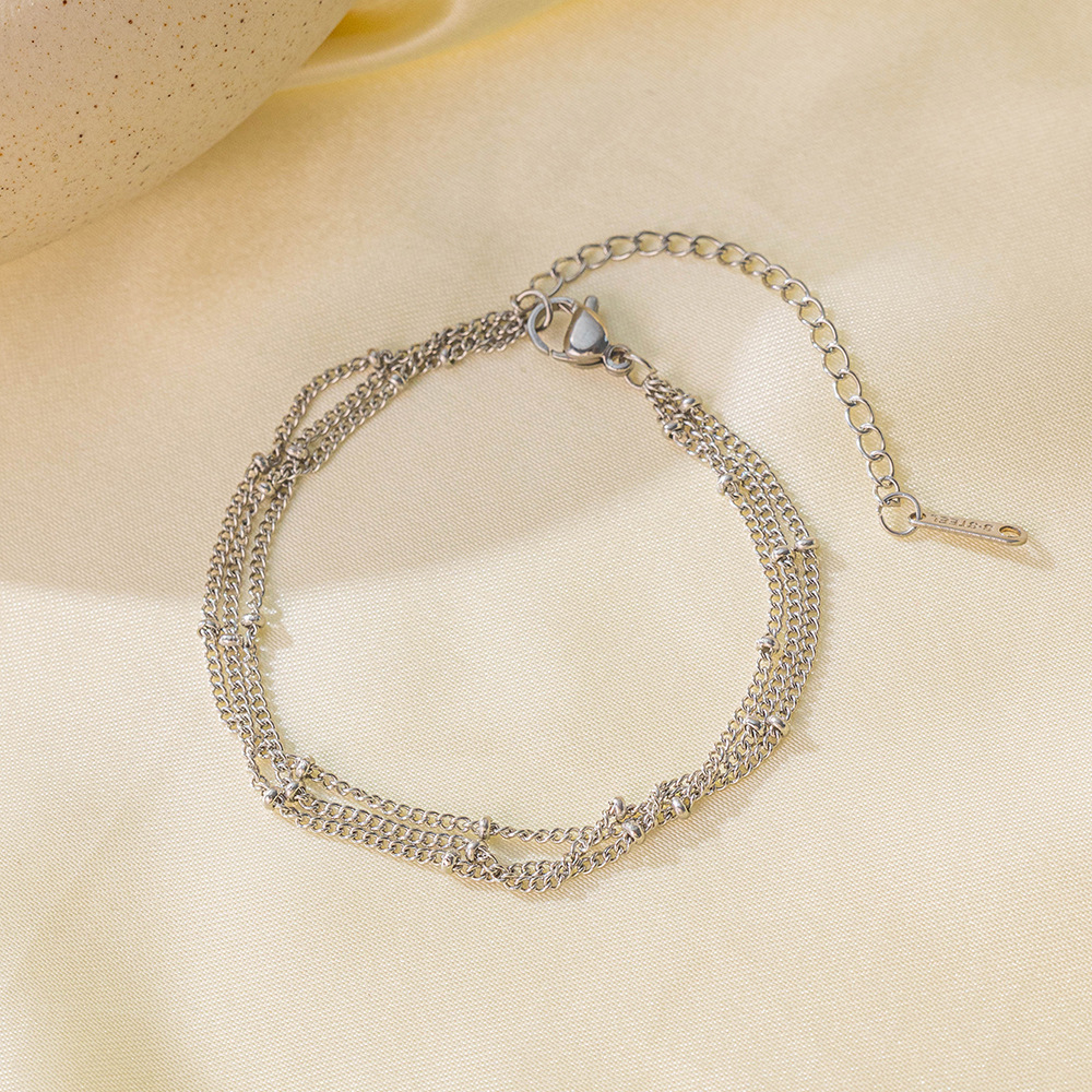 Brazalete Triple Cadena Delgada Plateada