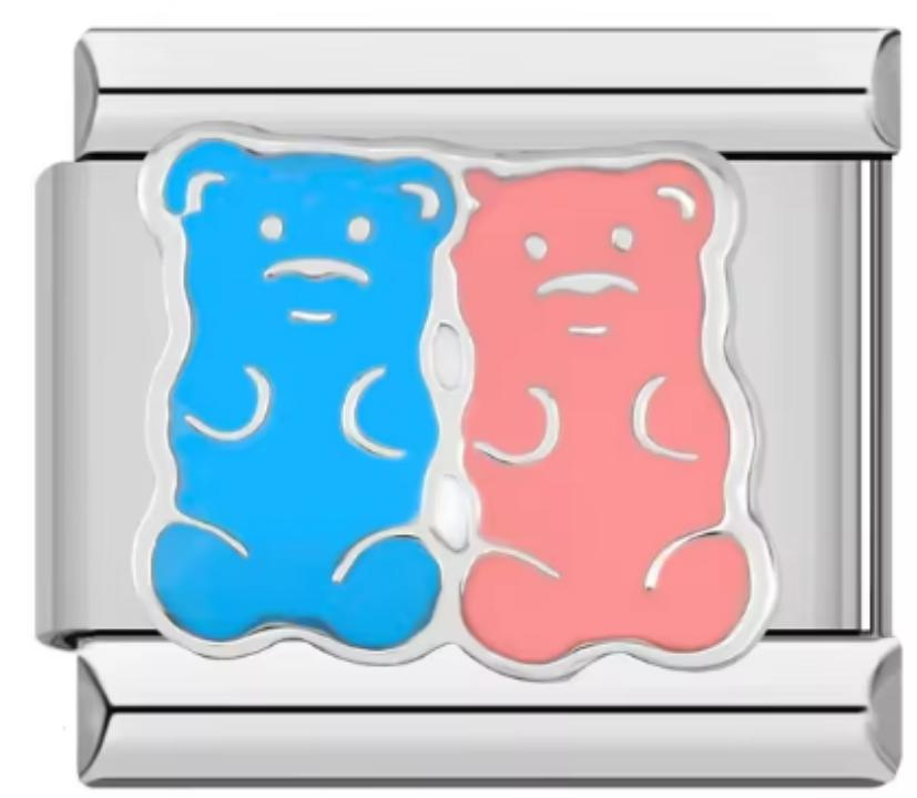 Charm Italiano Gomitas De Oso Azul & Rosa