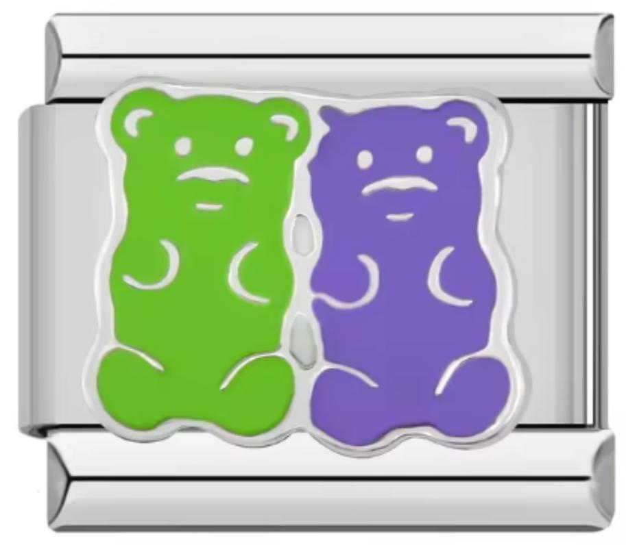 Charm Italiano Gomitas de Oso Verde & Morado