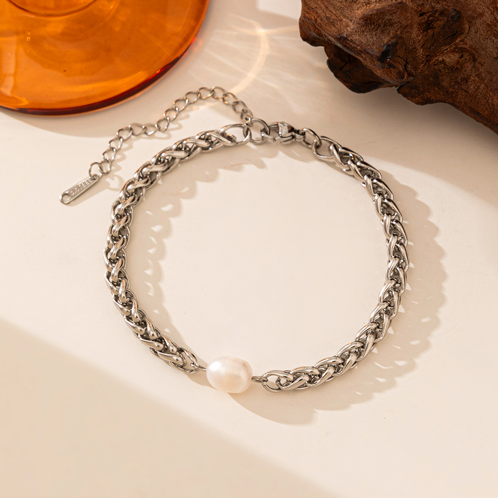 Brazalete Cadena Bizantina Plateada