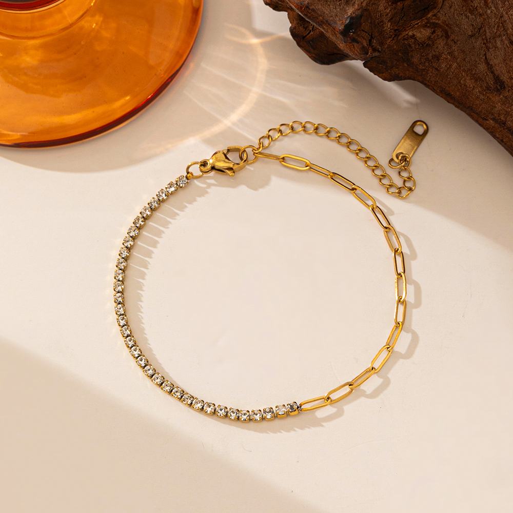 Brazalete Mitad Diamantes Plateados