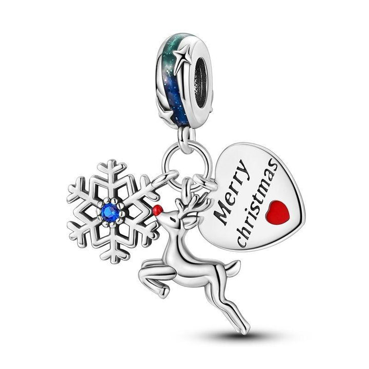 Charm Copo de Nieve, Venado y Corazón "Merry Christmas"