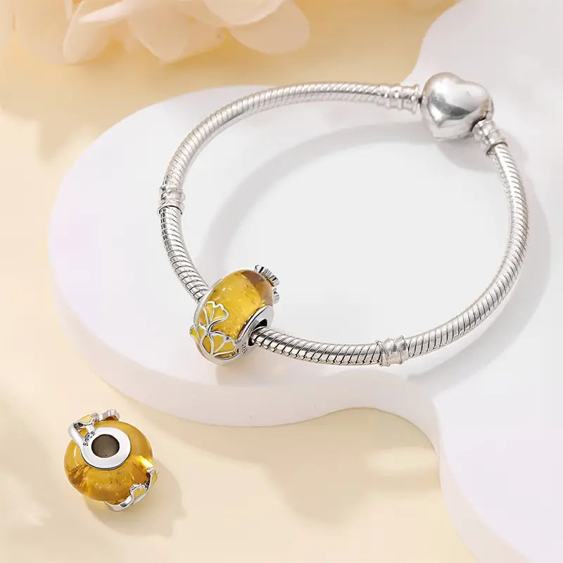 Charm Abalorio de Árbol Amarillo