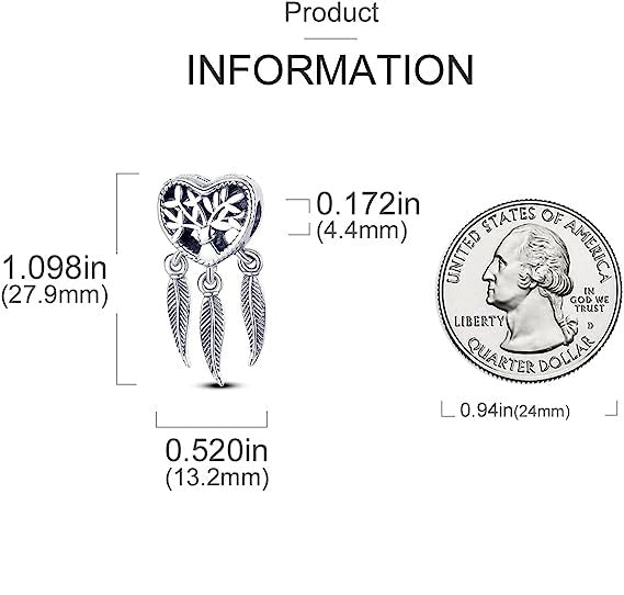 Charm Corazon con Plumas