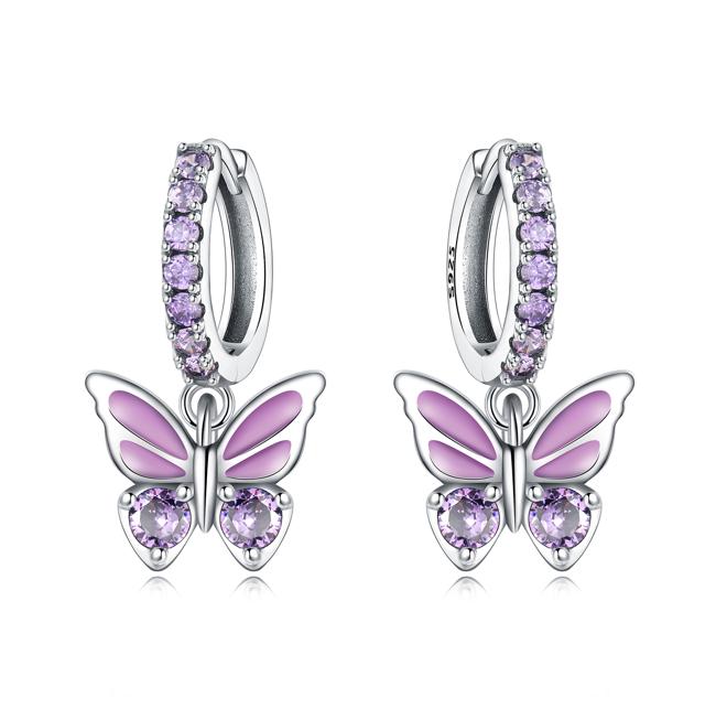 Aretes Mariposa de la Primavera Morada