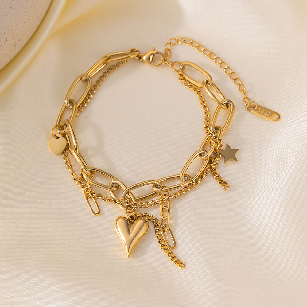 Brazalete Cadena Corazon & Estrellas