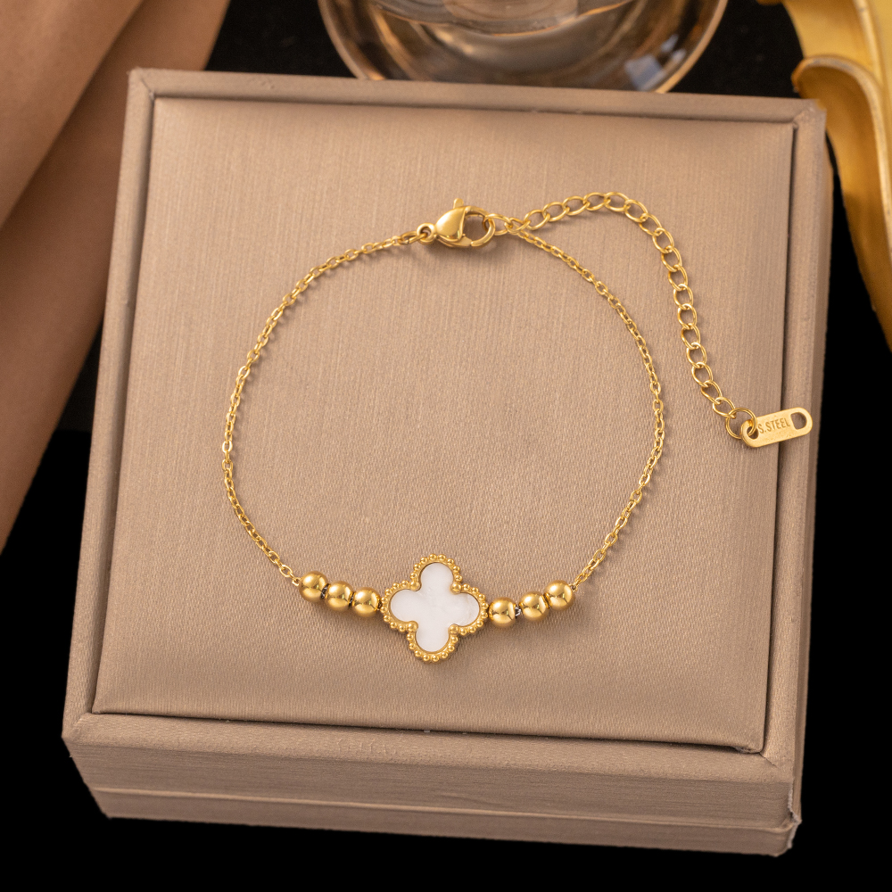 Brazalete Flor Blanca & Esferas