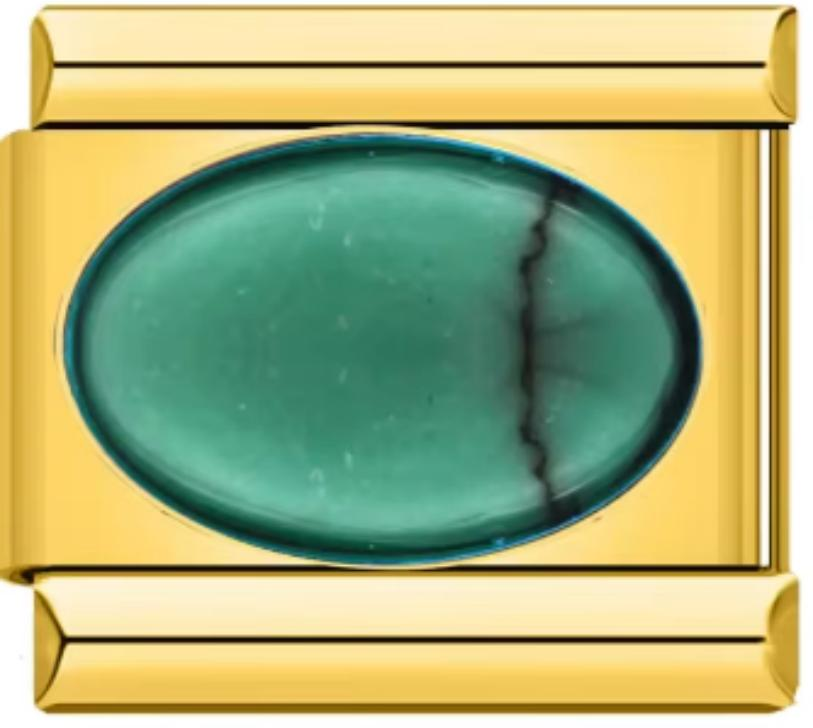 Charm Italiano Dorado Piedra Verde