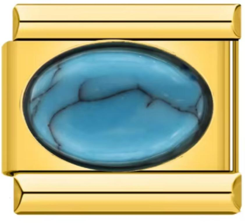 Charm Italiano Dorado Piedra Azul