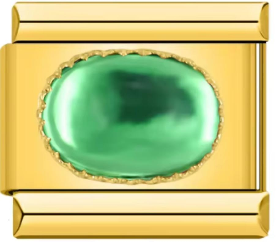 Charm Italiano Dorado Piedra Verde