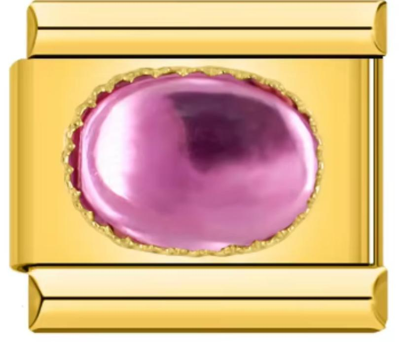 Charm Italiano Dorado Piedra Rosa