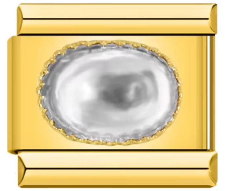 Charm Italiano Dorado Piedra Blanca