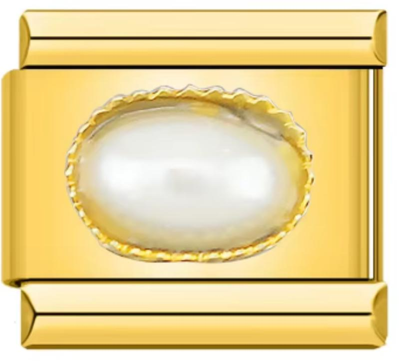 Charm Italiano Dorado Piedra Blanca