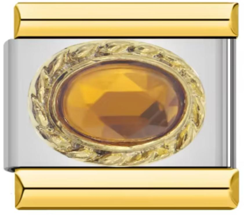 Charm Italiano Bicolor Piedra Dorada