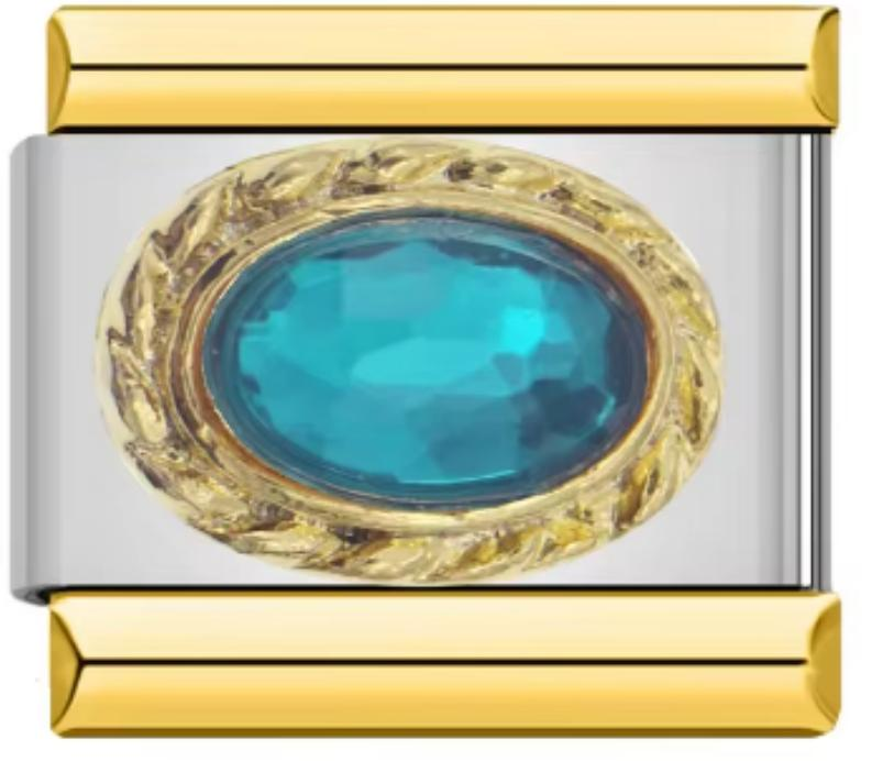 Charm Italiano Bicolor Piedra Azul