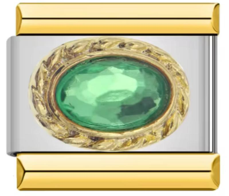 Charm Italiano Bicolor Piedra Verde