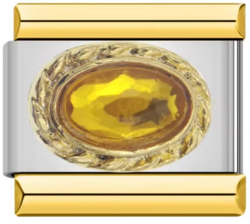 Charm Italiano Bicolor Piedra Amarilla