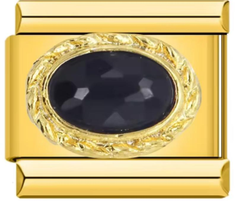 Charm Italiano Dorado Piedra Negra