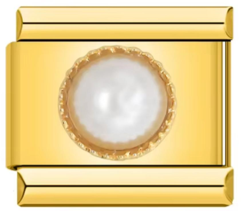 Charm Italiano Dorado Piedra Blanca