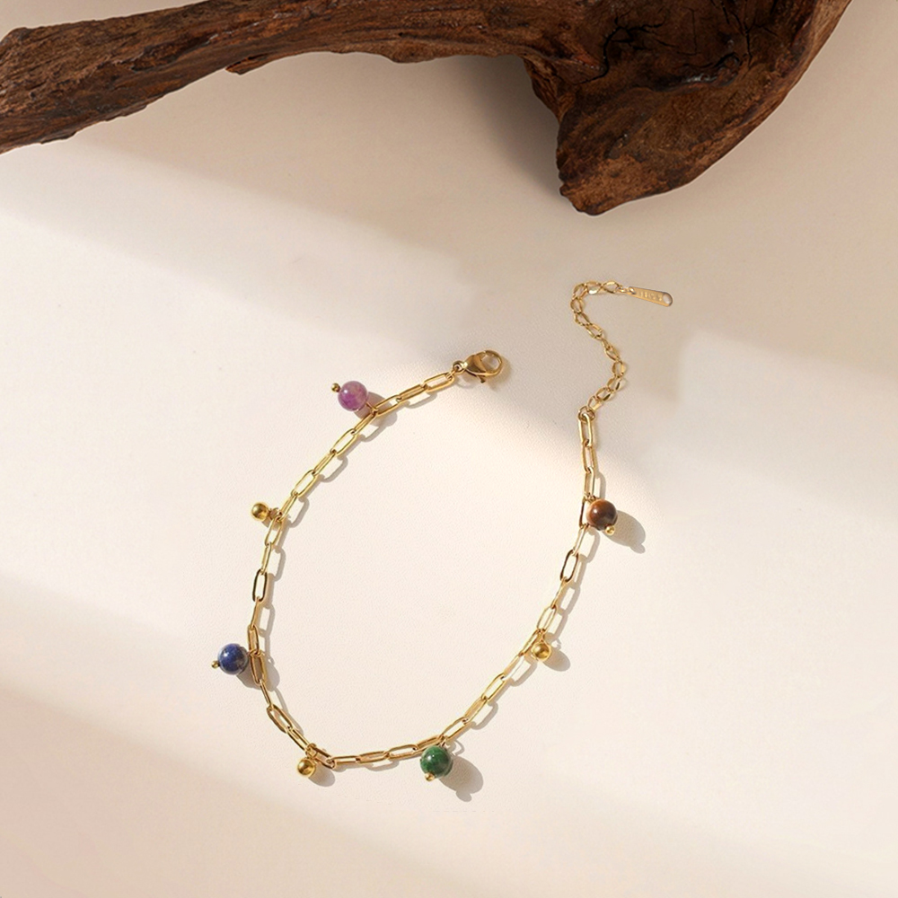 Brazalete Cadena Rectangular Con Piedras