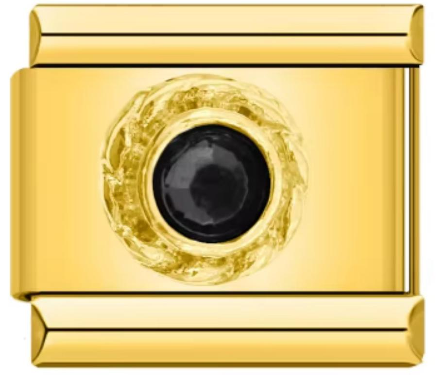 Charm Italiano Dorado Piedra Negra