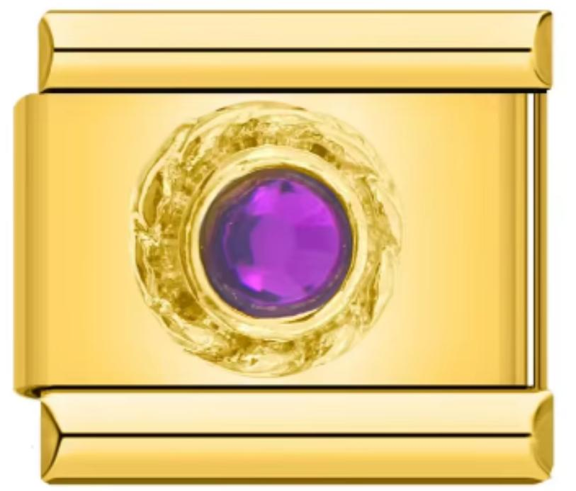 Charm Italiano Dorado Piedra Morada