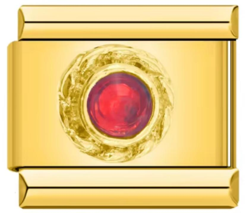 Charm Italiano Dorado Piedra Roja