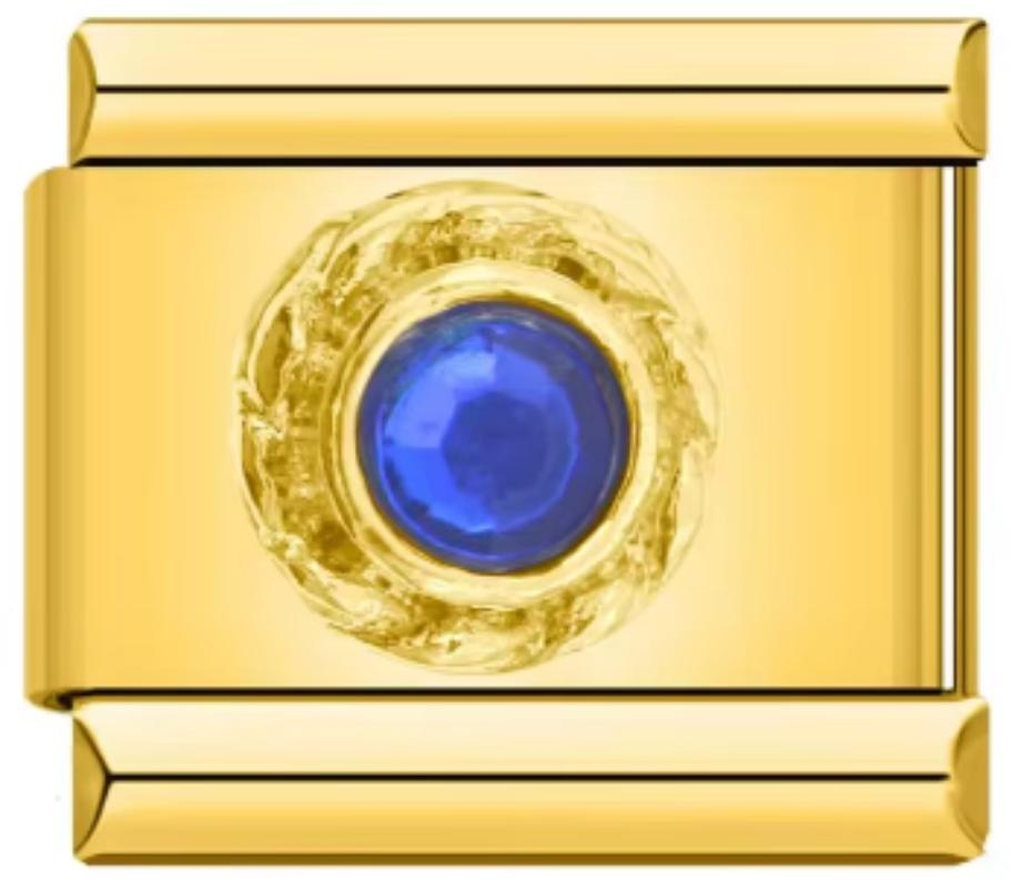 Charm Italiano Dorado Piedra Azul