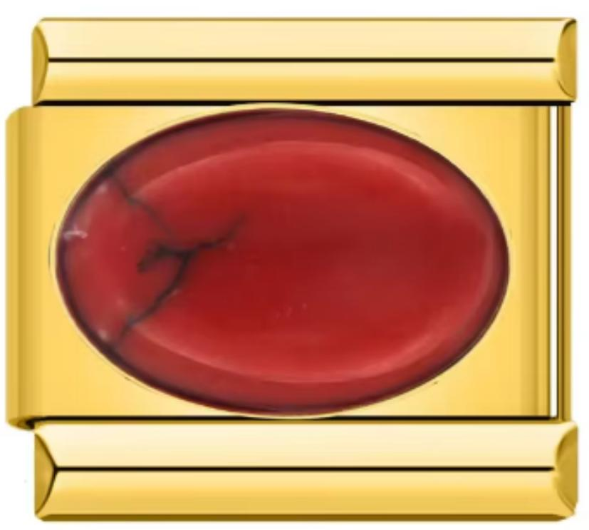 Charm Italiano Dorado Piedra Roja