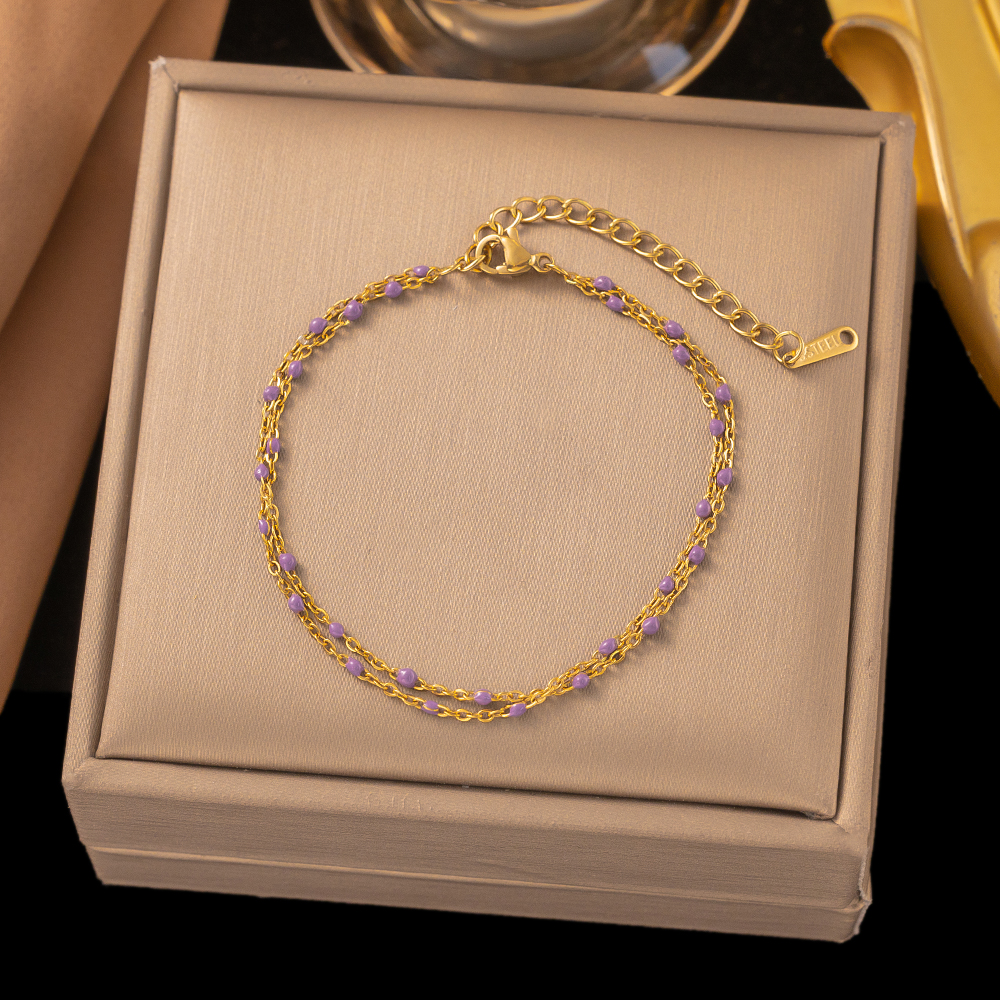 Brazalete Doble con Detalles Morados