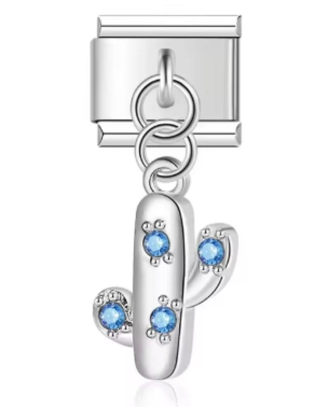 Charm Italiano Cactus Con Piedras Azules