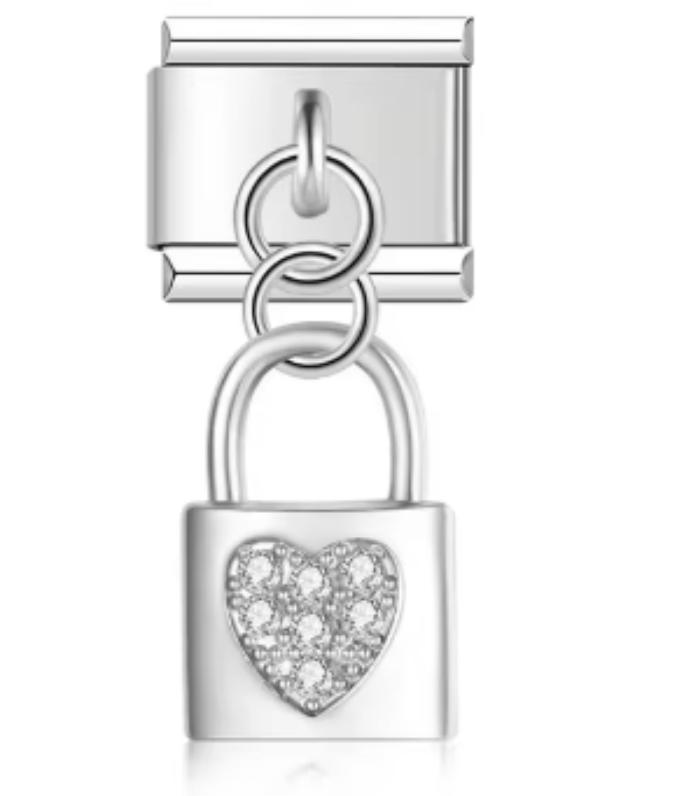 Charm Italiano Candado Plateado