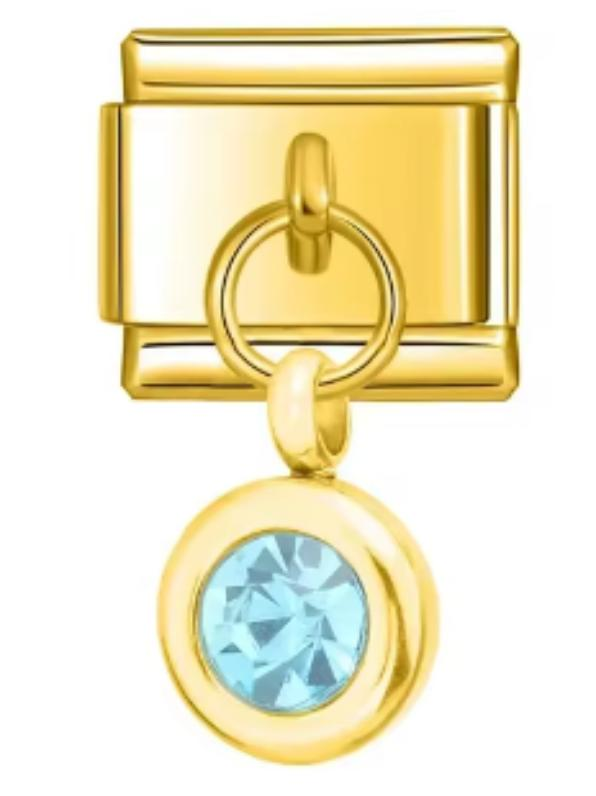 Charm Italiano Dorado Piedra Azul