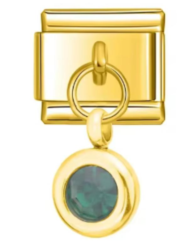 Charm Italiano Dorado Piedra Verde