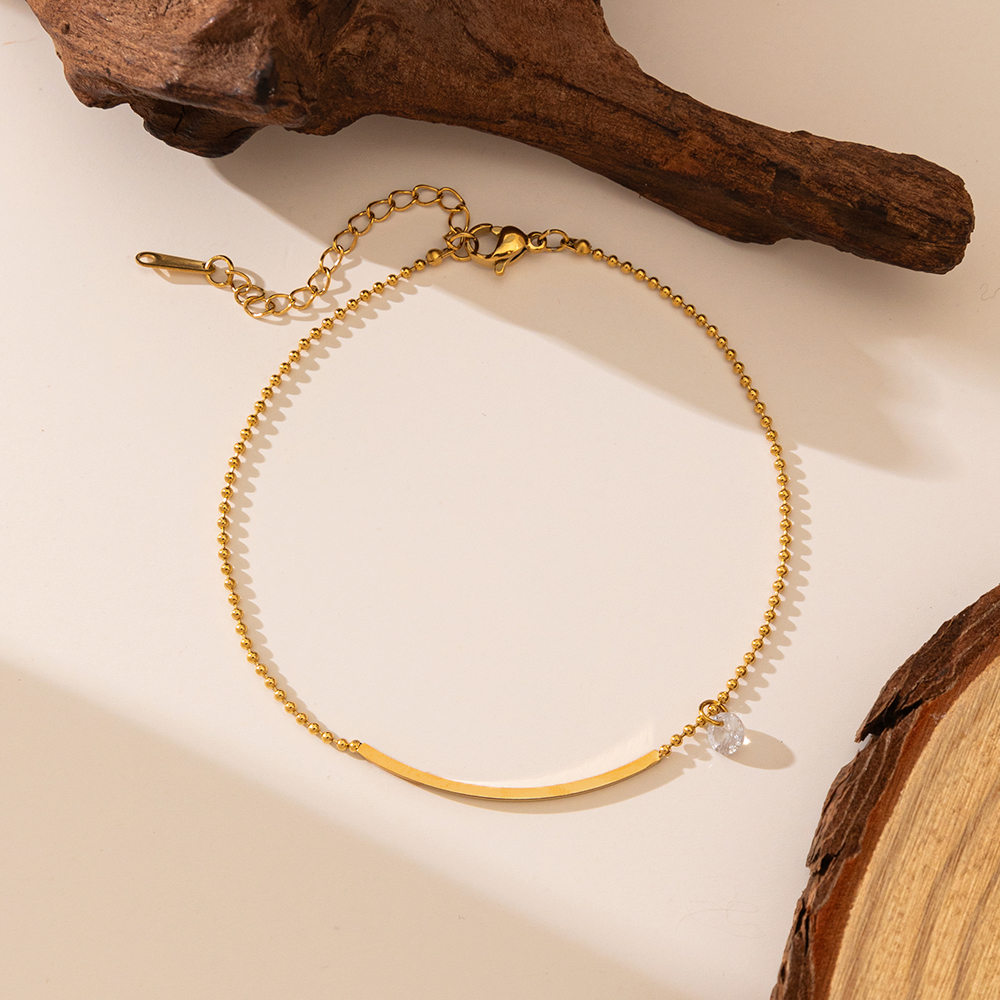 Brazalete Cadena de Bolitas & Placa Dorada