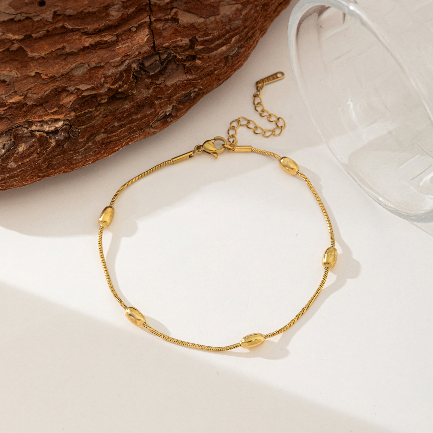 Brazalete Cadena de Raton & Piedras Doradas