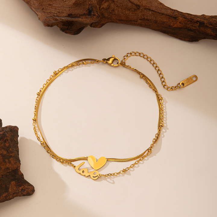 Brazalete Cola de Ratón & Cadena de Serpiente Dorada Love