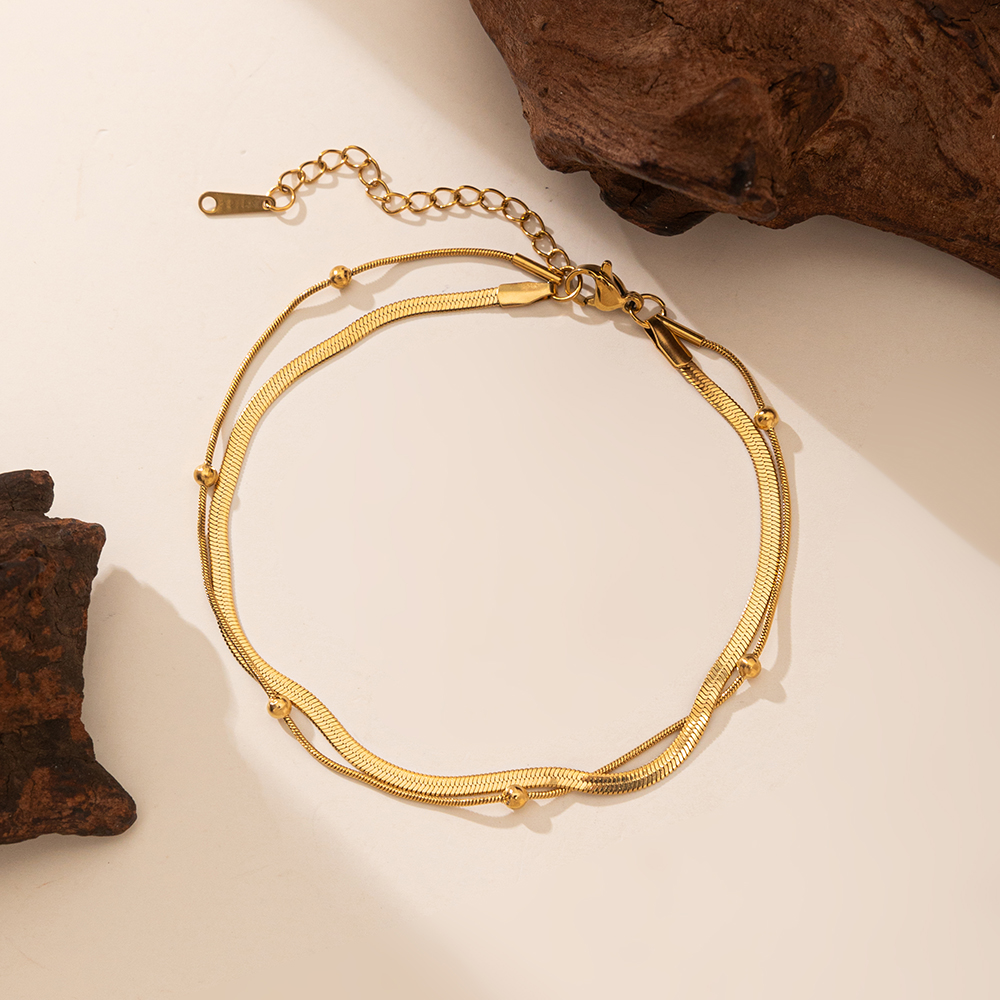 Brazalete Cola de Ratón & Cadena de Serpiente Dorada