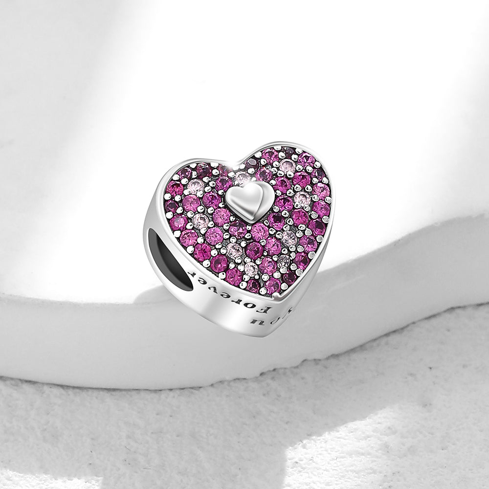 Charm Corazon Diamantado Rosa