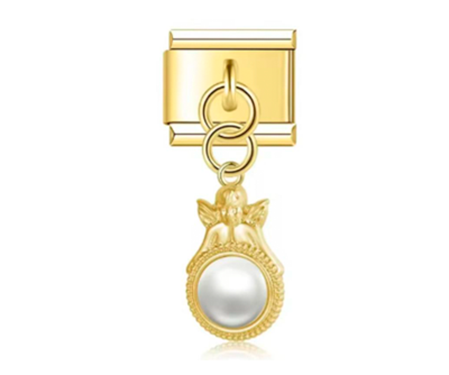 Charm Italiano Angel Dorado Piedra Blanca