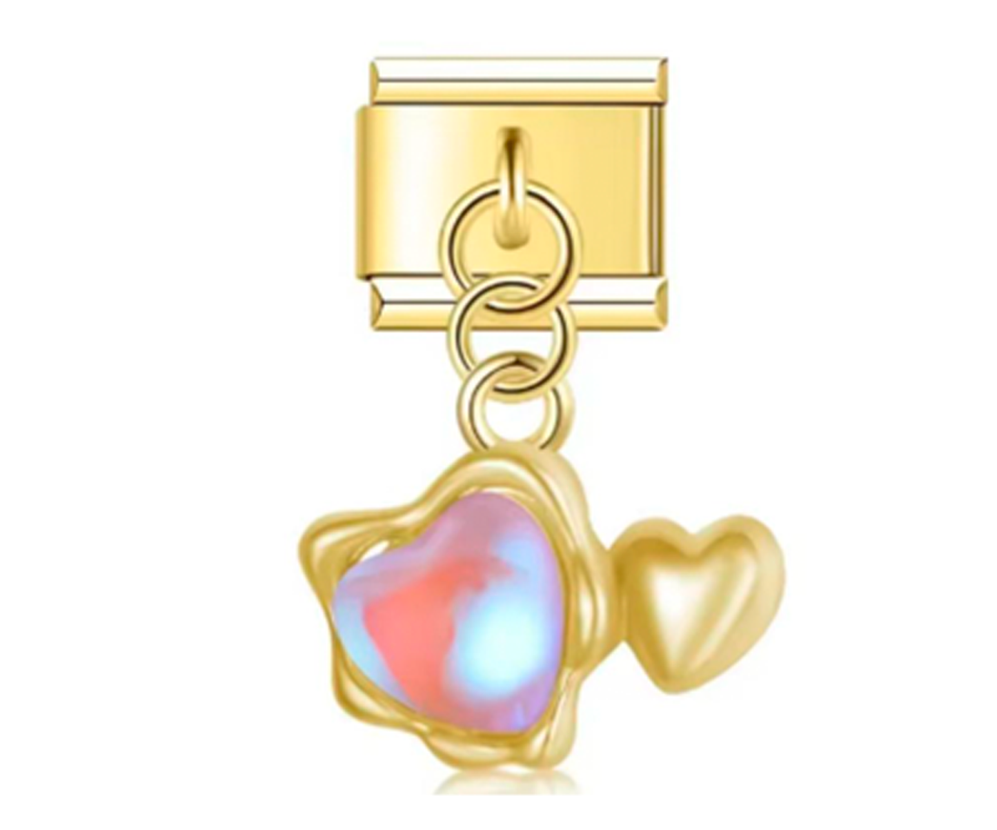 Charm Italiano Doble Corazon Dorado