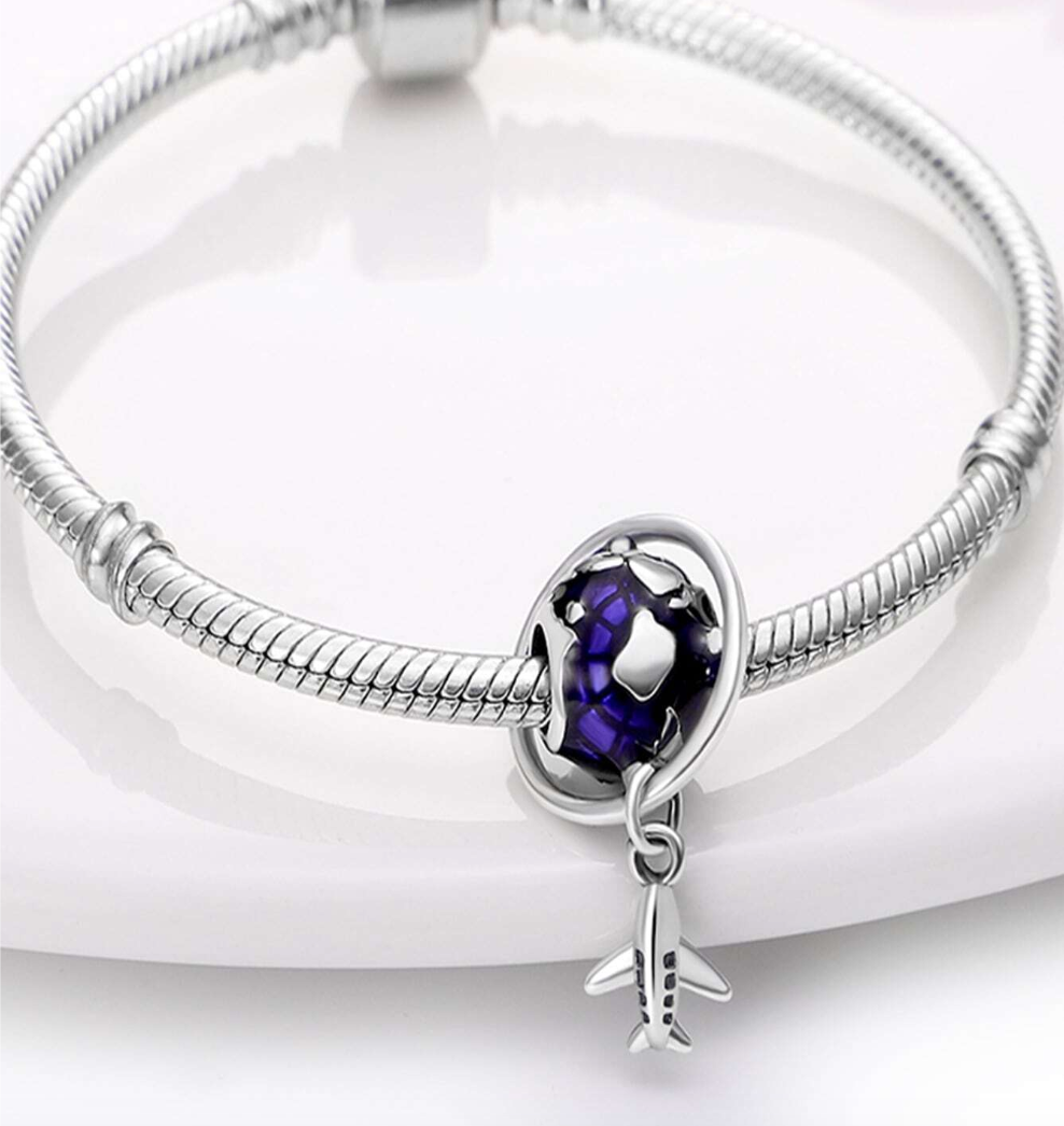 Charm Amuleto de Planeta Tierra & Avion