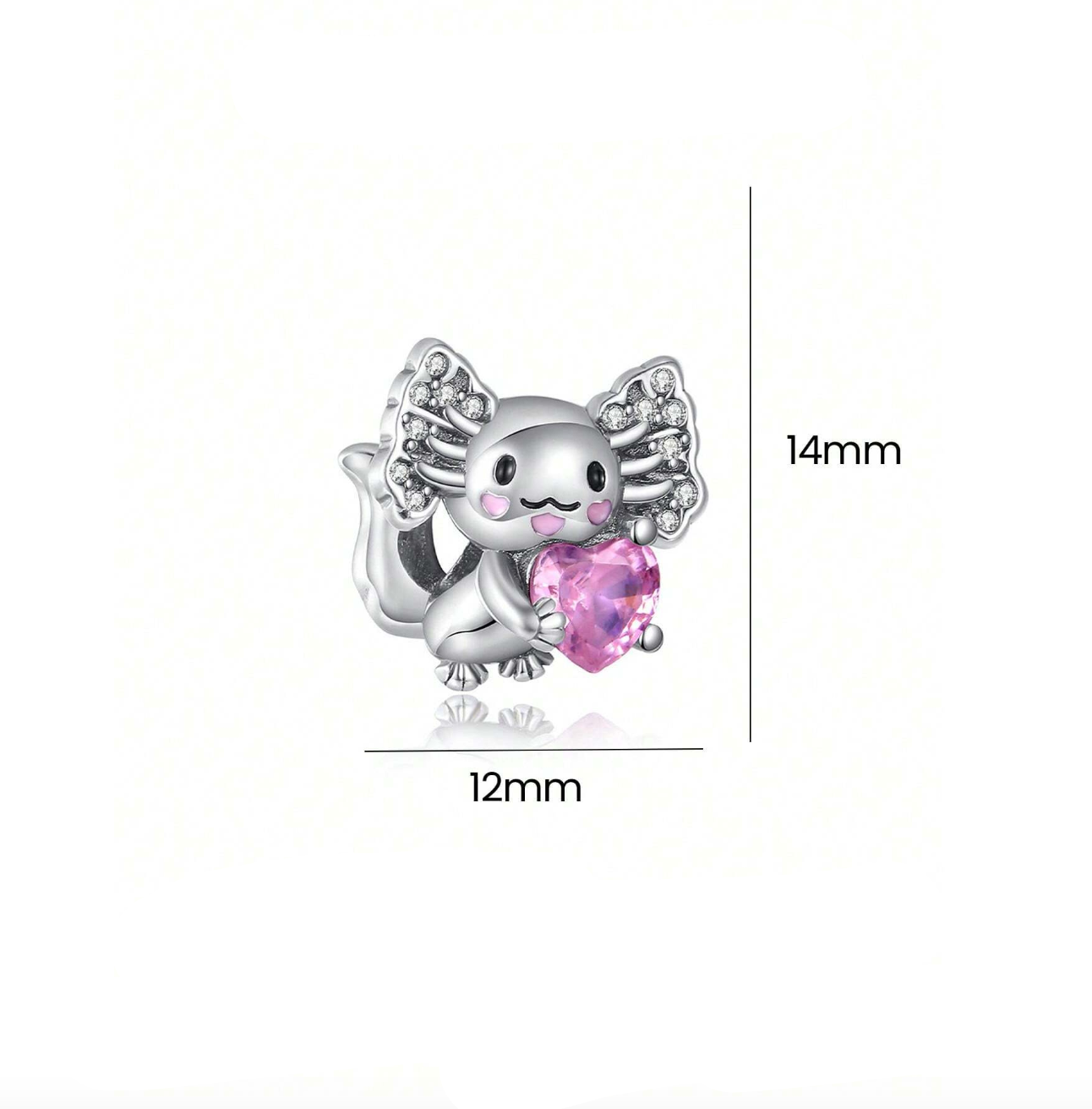 Charm Ajolote y Corazón Rosa