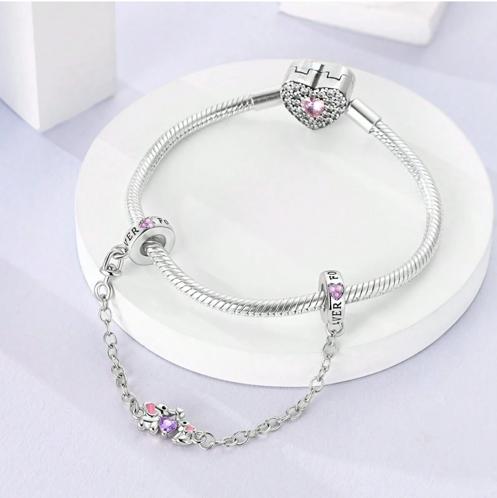 Cadena de Seguridad Familia de Elefantes y Corazón