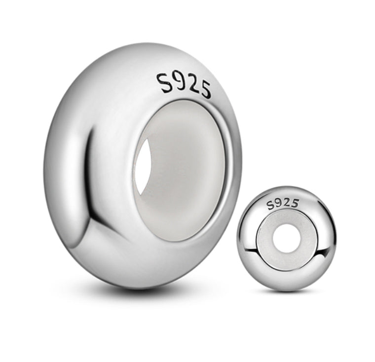 Charm Abalorio Liso Plateado